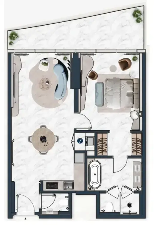 1 Bedroom apartments - La Mazzoni floor plan