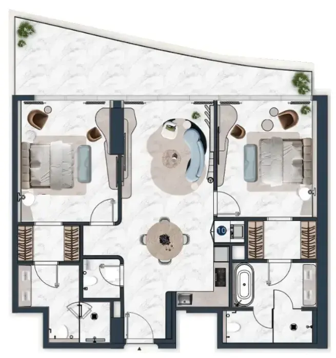 2 Bedrooms apartments - La Mazzoni floor plan