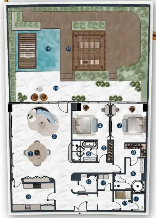 2 Bedrooms villa - La Mazzoni floor plan