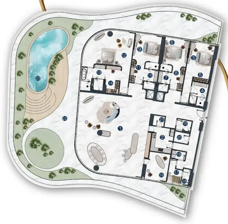 4 Bedrooms penthouse - La Mazzoni floor plan