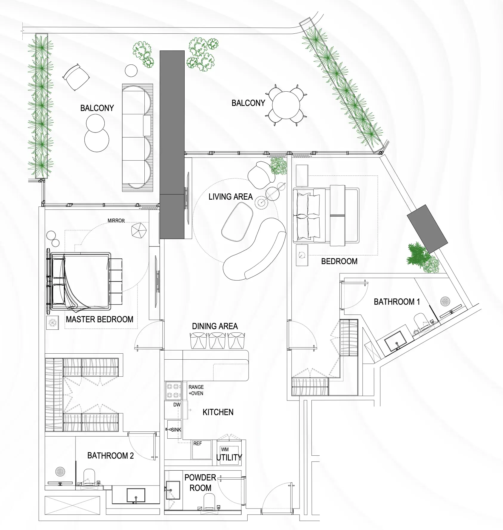 2 Bedrooms apartments - Fortune Bay Residences floor plan