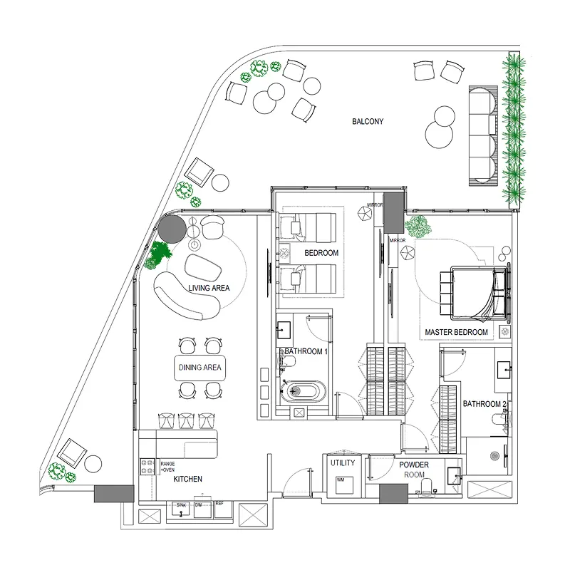 2 bedroom Apartments -  Fortune Bay Residences floor plan