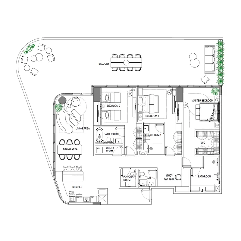 3 bedroom Apartments -  Fortune Bay Residences floor plan