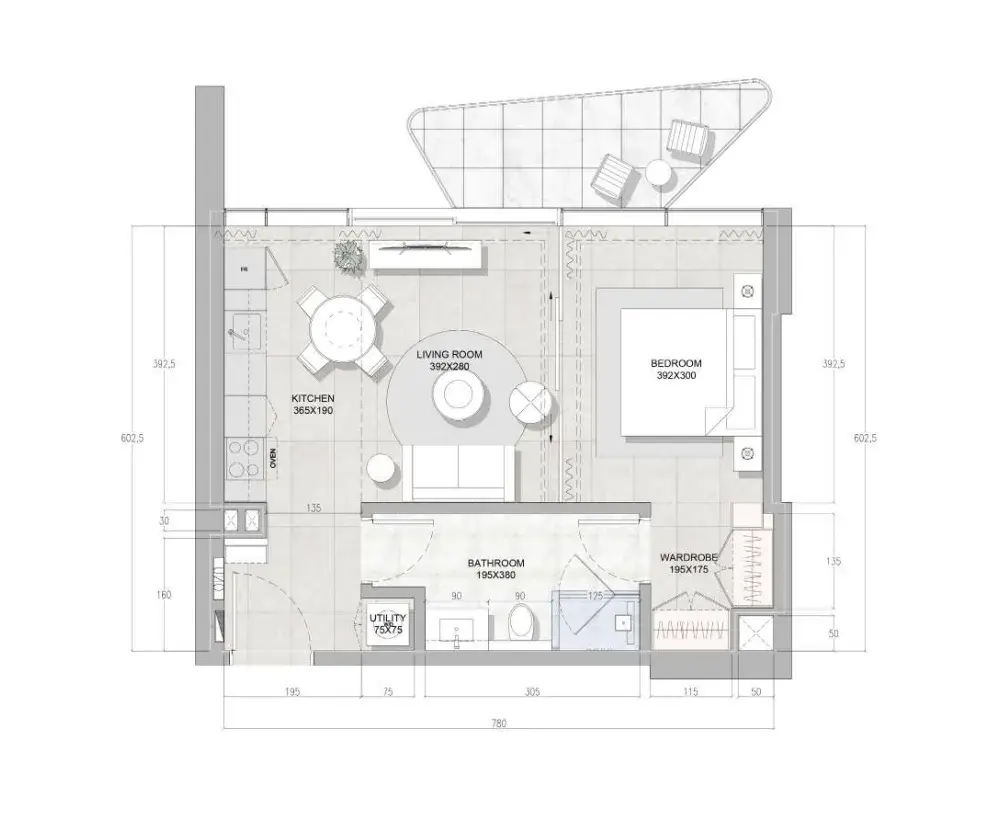 1 Bedroom apartments - Solera Downtown Mina floor plan