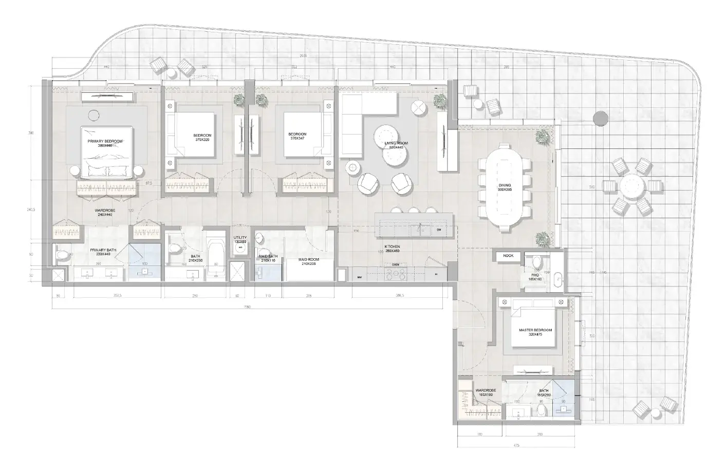 4 Bedrooms penthouse - Solera Downtown Mina floor plan