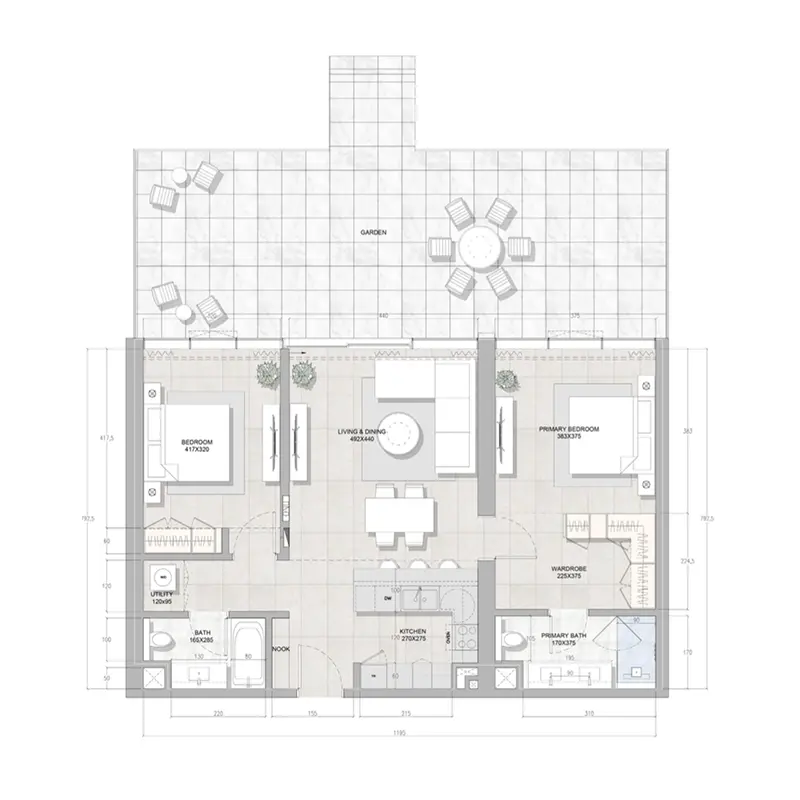 2 bedroom Apartments -  Solera Downtown Mina floor plan