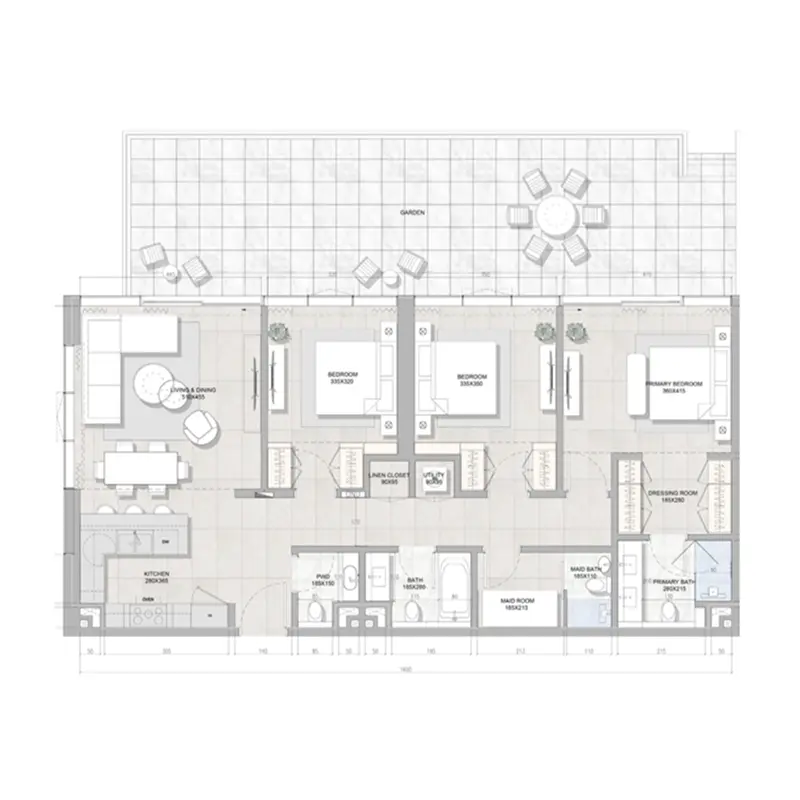 3 bedroom Apartments -  Solera Downtown Mina floor plan