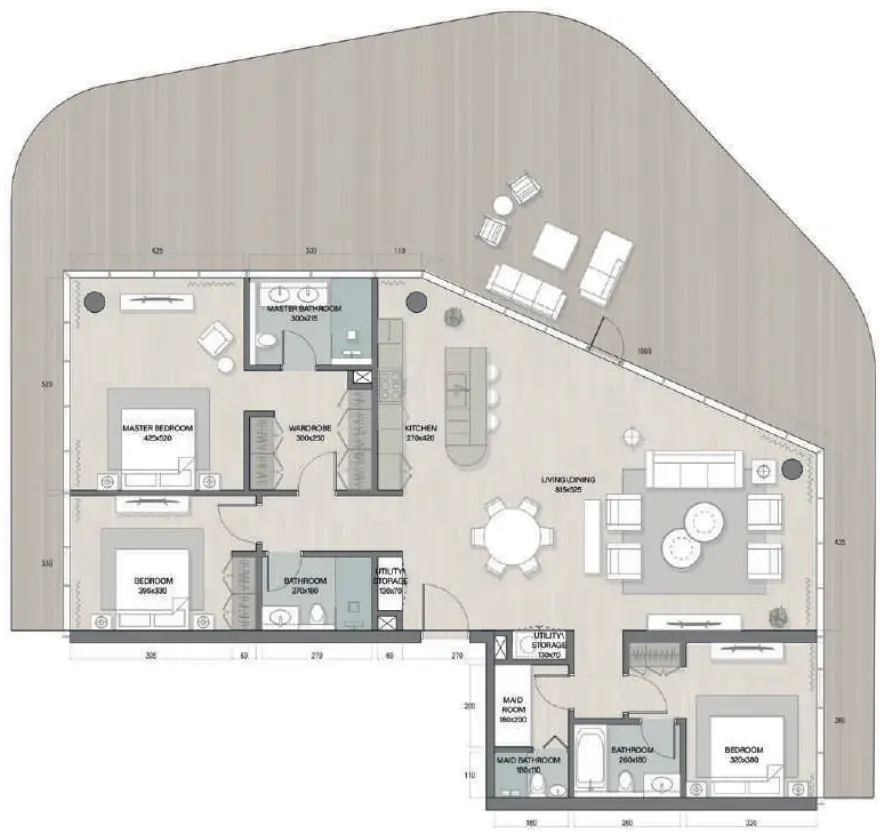 3.5 bedrooms penthouse - Quattro Del Mar floor plan
