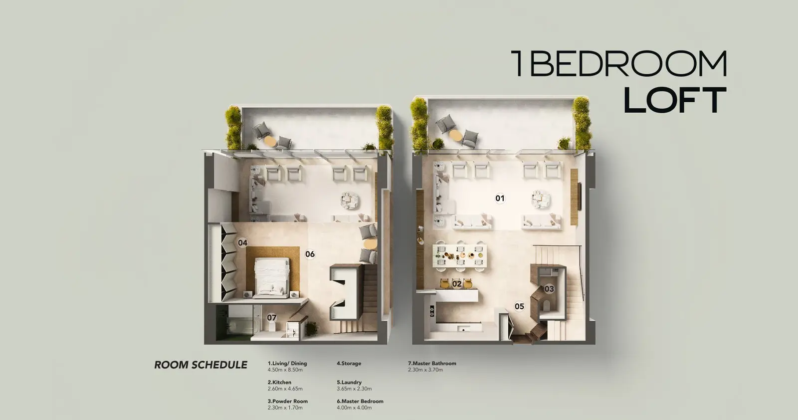 1 Bedroom Loft floor plan