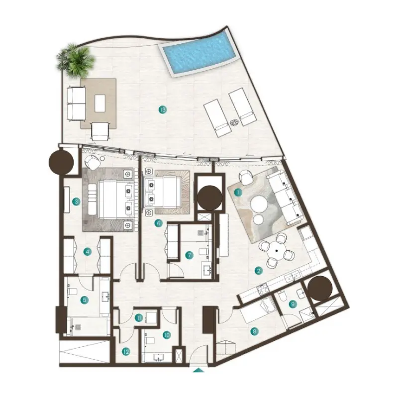 2 bedroom floor plan