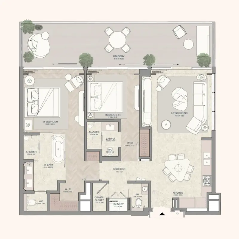 2 bedroom floor plan