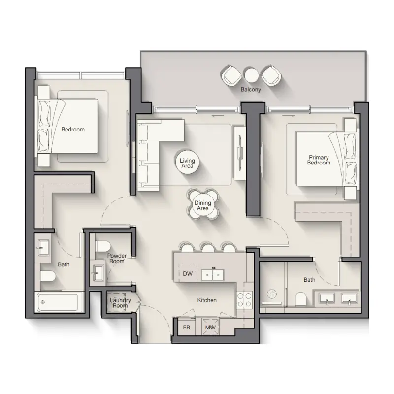 2 bedroom floor plan