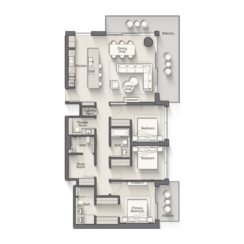 3 bedroom floor plan