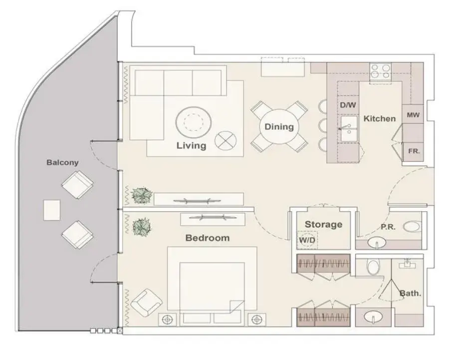 1 Bedroom apartments - Porto Playa floor plan