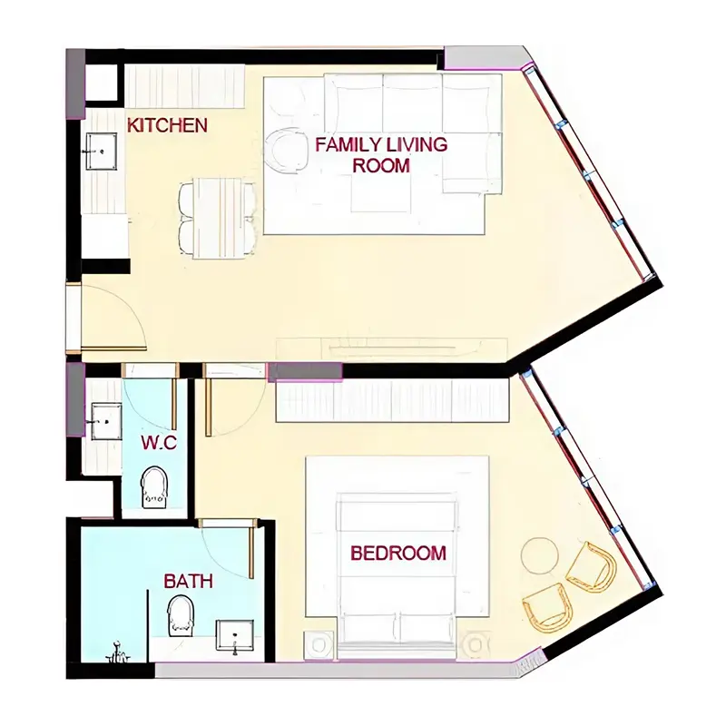 1 bedroom Apartments -  Playa Viva floor plan