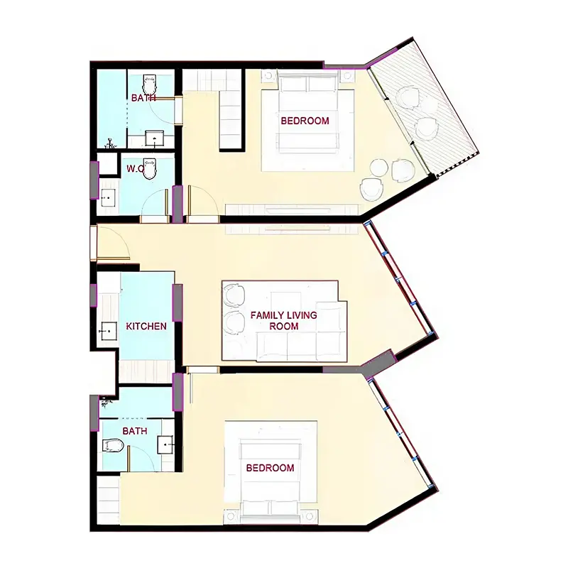 2 bedroom Apartments -  Playa Viva floor plan