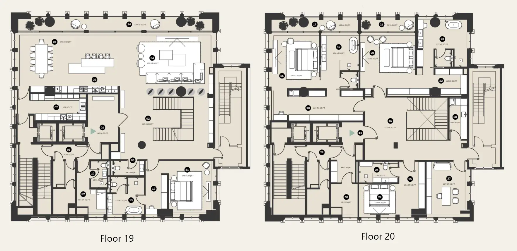 4 Bedrooms penthouse - Waldorf Astoria Residences floor plan