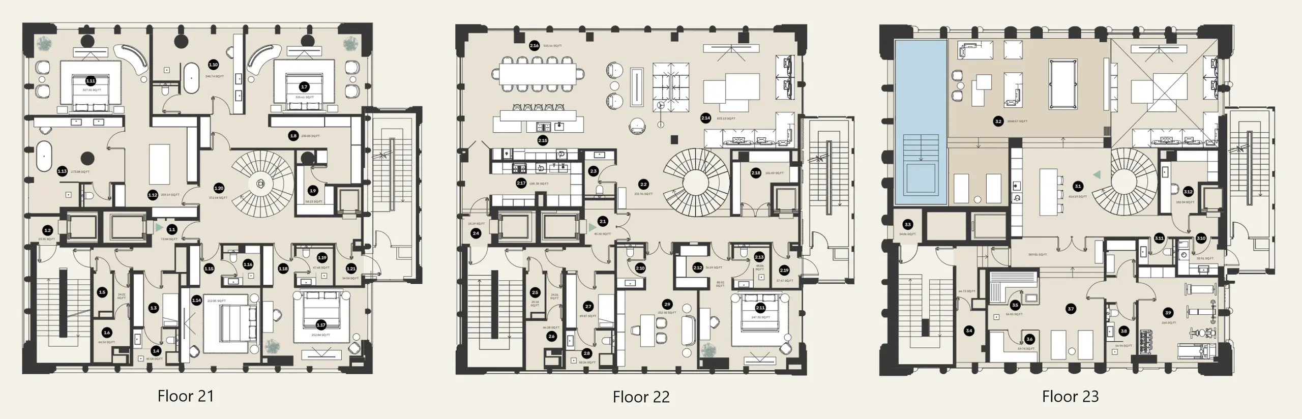 5 Bedrooms apartments - Waldorf Astoria Residences floor plan