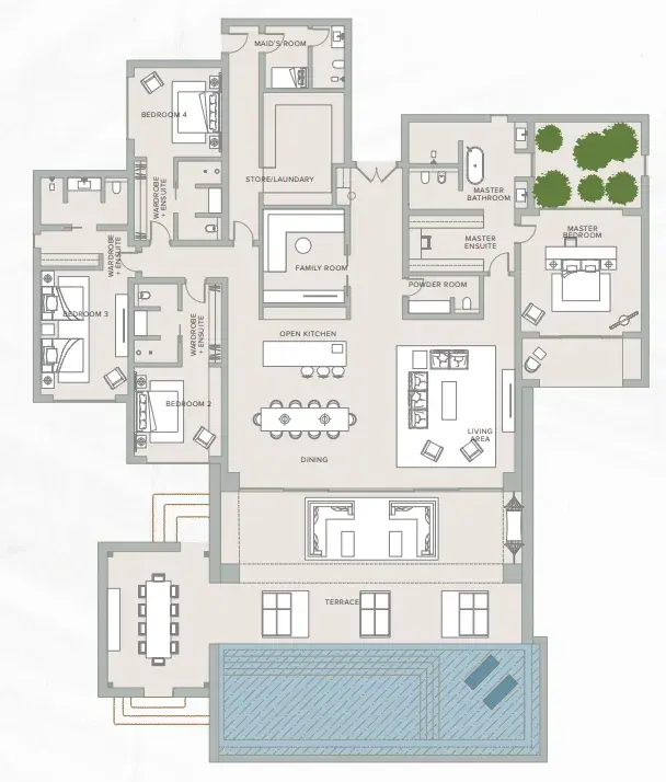 4 Bedrooms villa - The Ritz Carlton Al Wadi Desert Resort floor plan