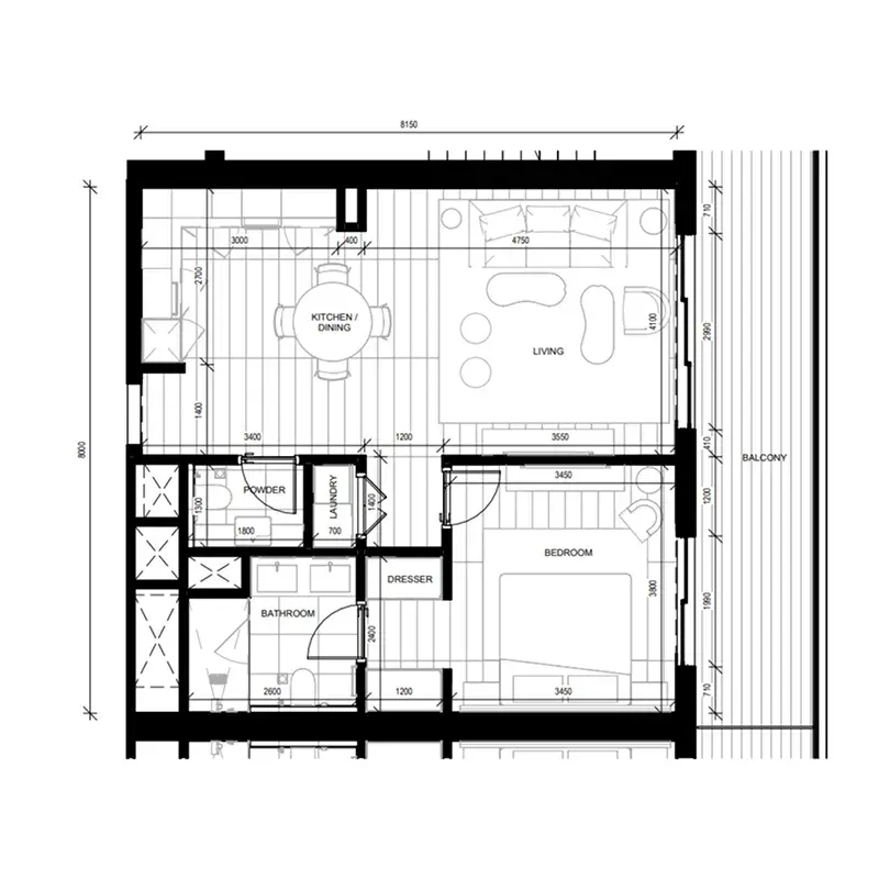 1 Bedroom apartments - Nikki Beach Residences floor plan