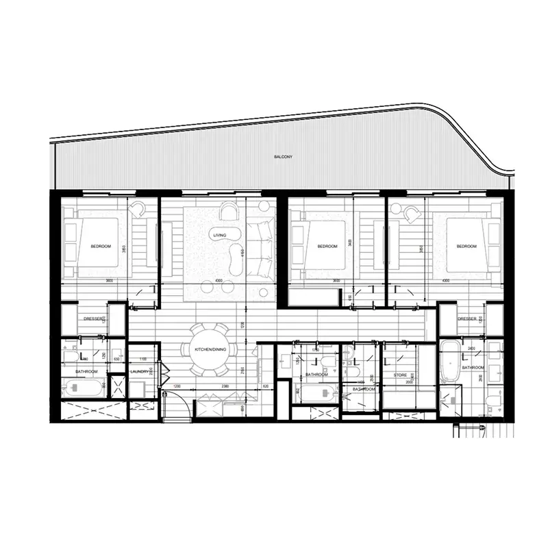 3.5 bedrooms apartments - Nikki Beach Residences floor plan