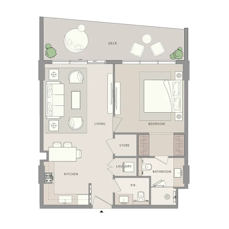 1 bedroom Apartments -  Uno-Luxe floor plan