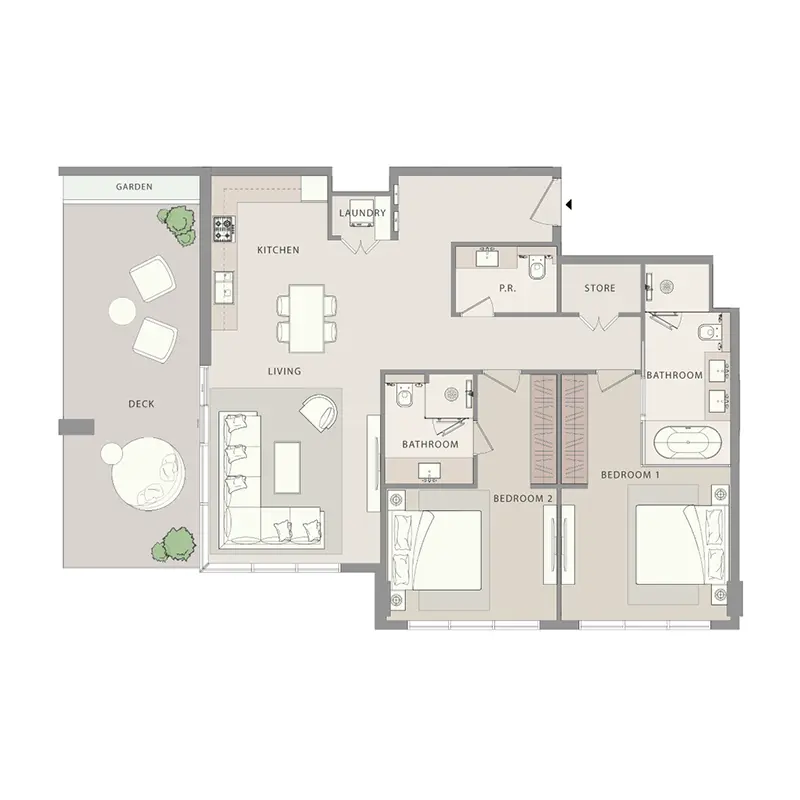 2 bedroom Apartments -  Uno-Luxe floor plan