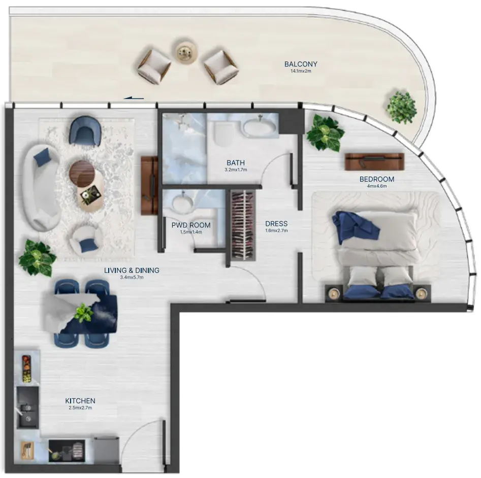 1 Bedroom apartments - Acacia by BNW Developments floor plan
