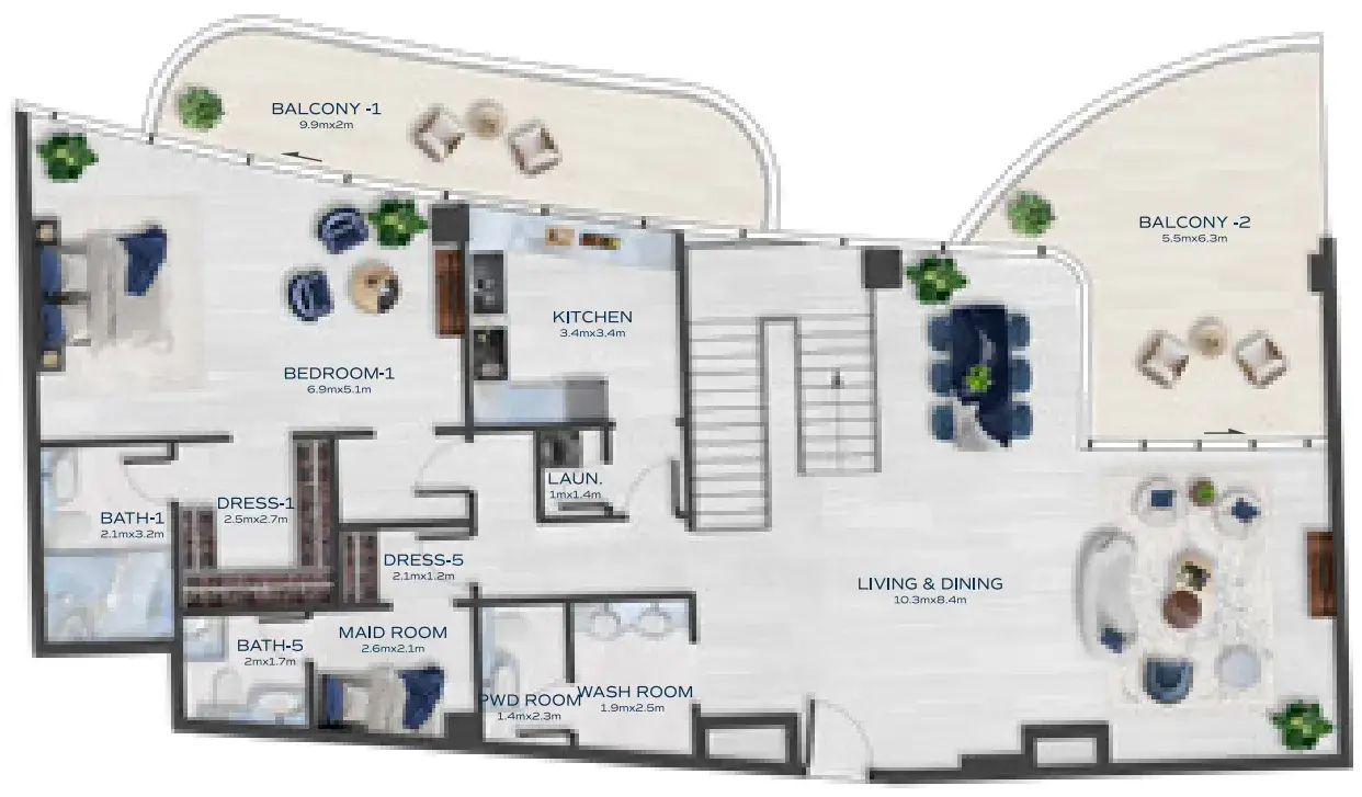 4 Bedrooms penthouse - Acacia by BNW Developments floor plan