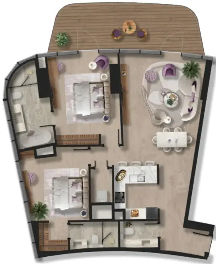 2 Bedrooms apartments - Taj Wellington Mews floor plan