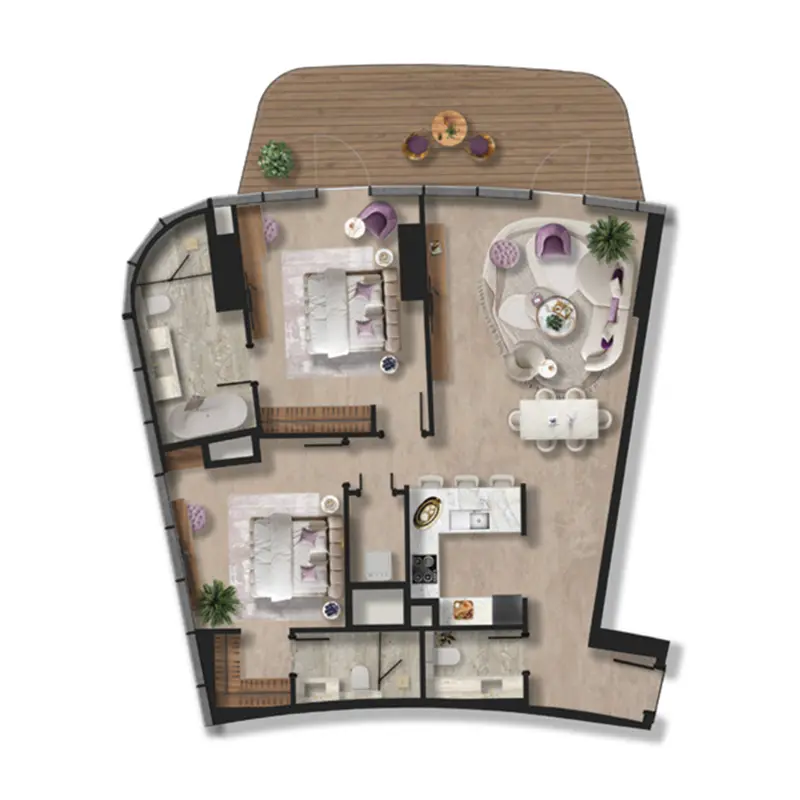 2 bedroom Apartments -  Taj Wellington Mews floor plan