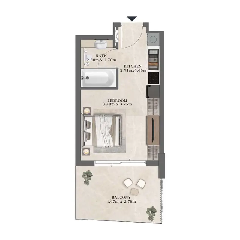 Studio Apartments -  Arthouse Residences by Cledor floor plan