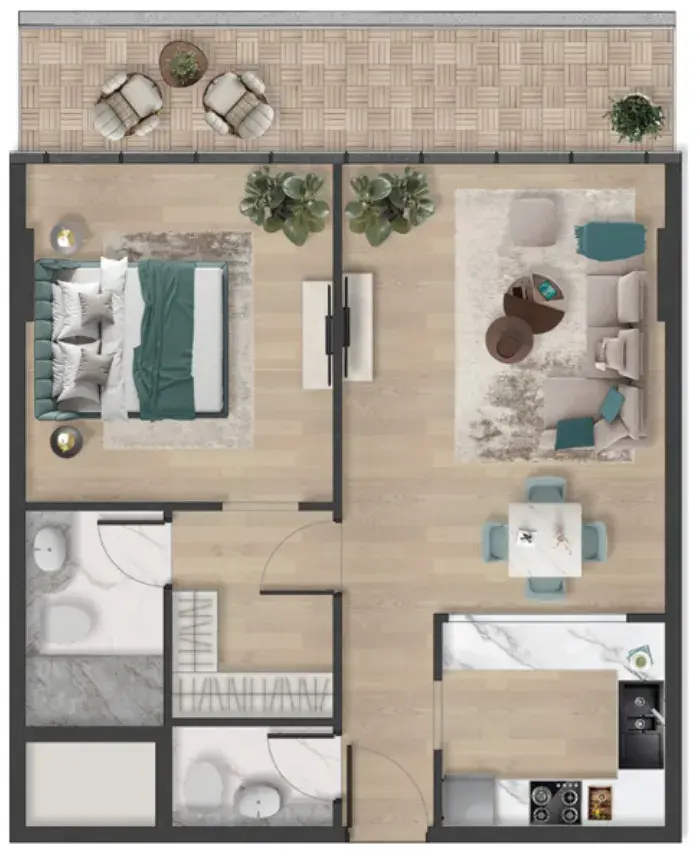 1 Bedroom apartments - Pelagia floor plan
