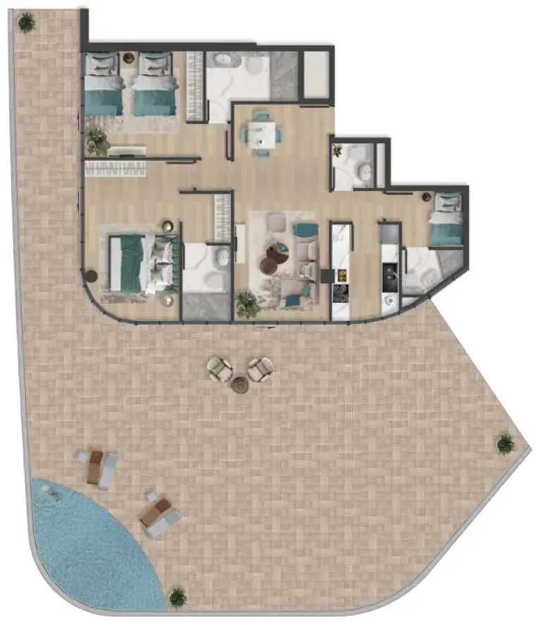 2 Bedrooms apartments - Pelagia floor plan