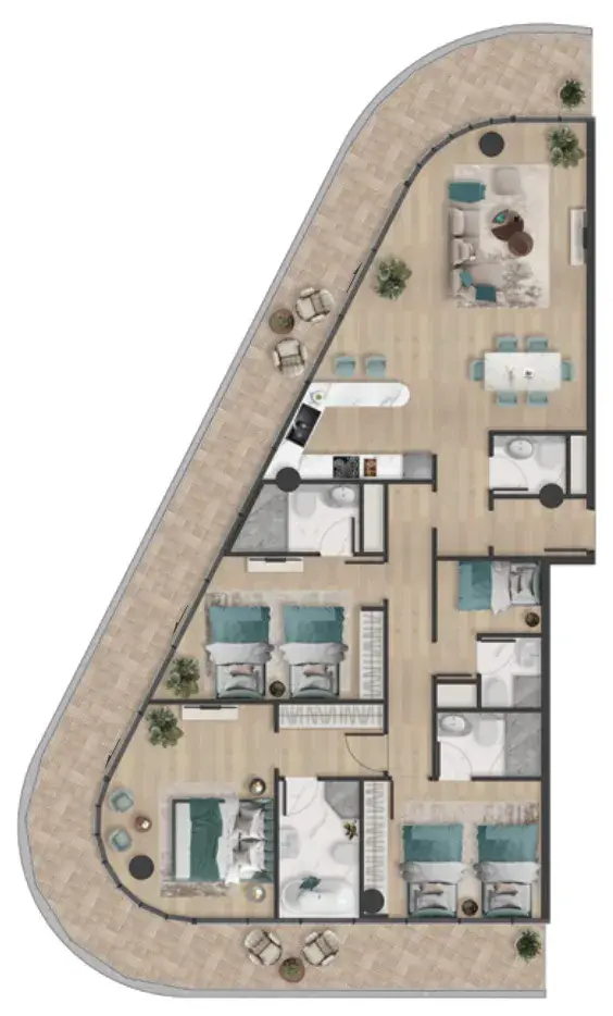 3 Bedrooms apartments - Pelagia floor plan