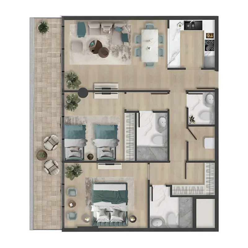 2 bedroom floor plan