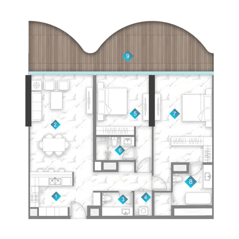 2 bedroom floor plan