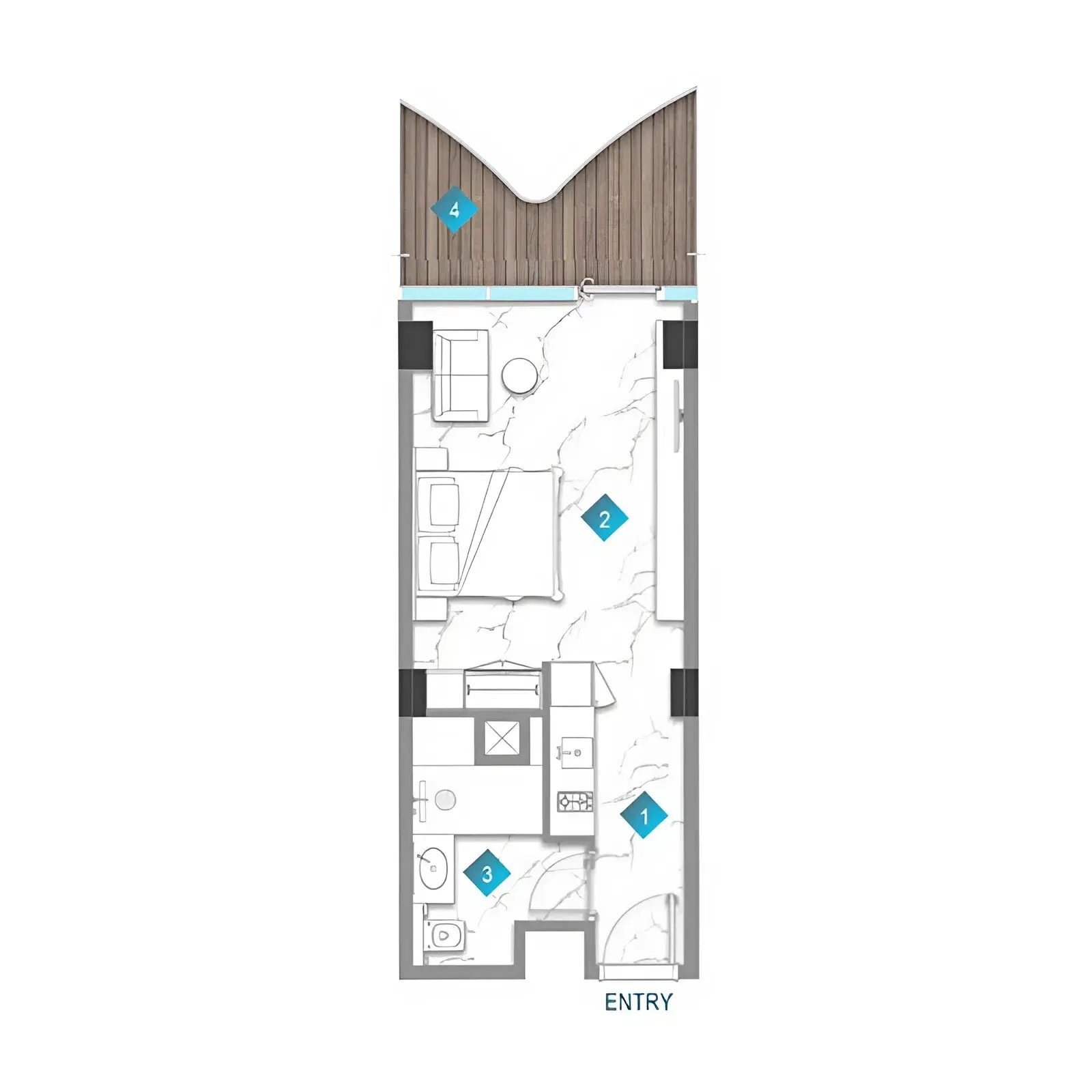 Studio -  Aqua Arc floor plan