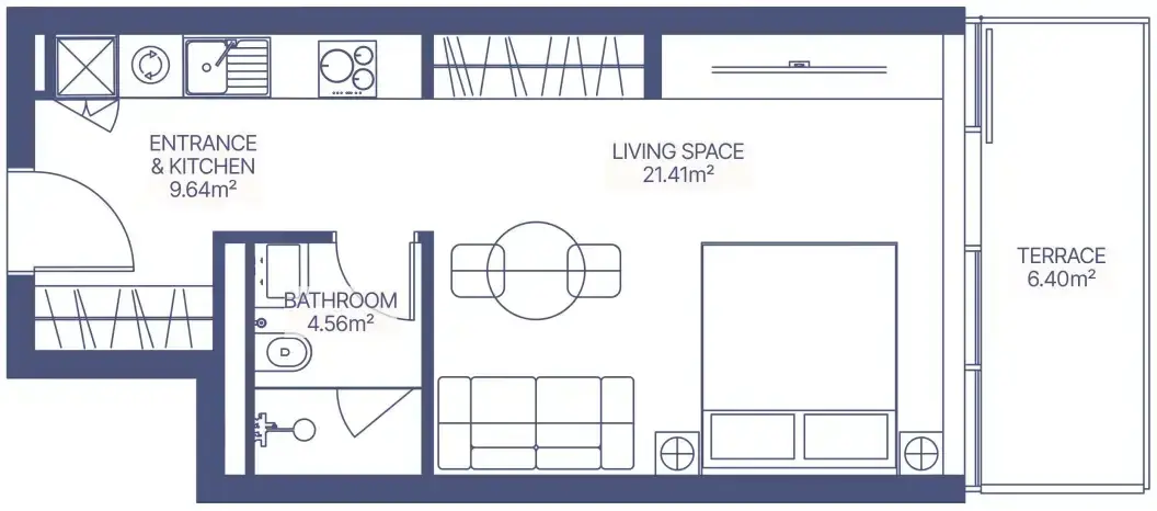 Studio apartments - Gianfranco Ferre Residences floor plan
