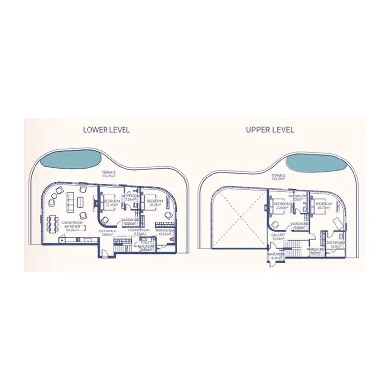4 Bedrooms duplex - Gianfranco Ferre Residences floor plan