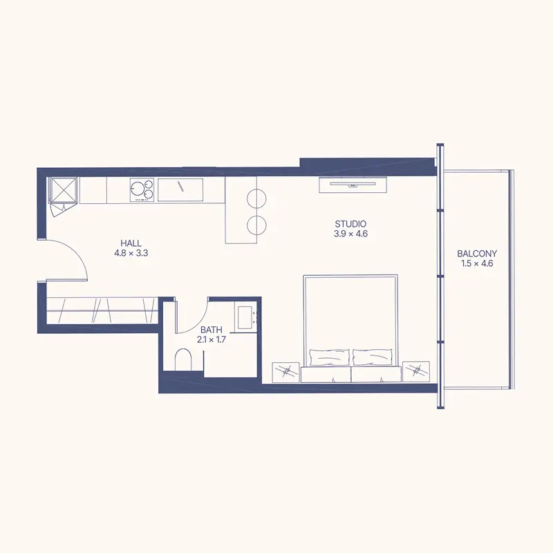 Studio Apartments -  Gianfranco Ferre Residences floor plan