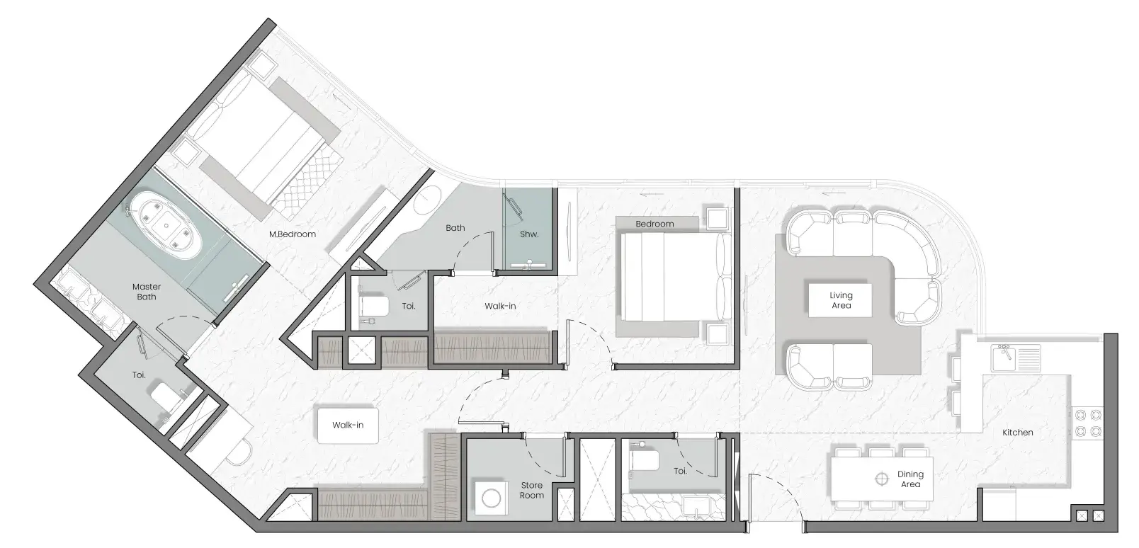 2 Bedrooms apartments - Manta Bay floor plan