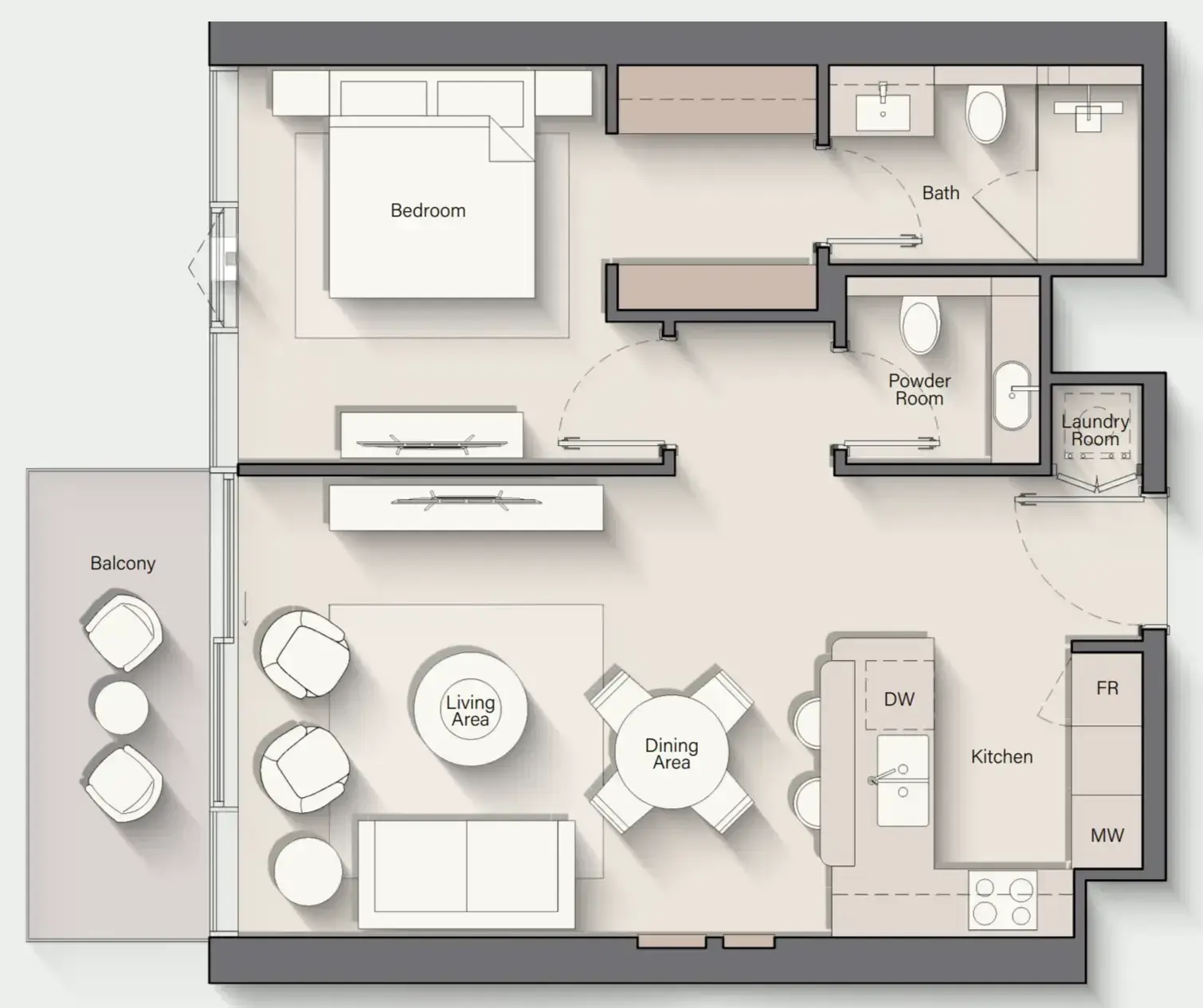 1 Bedroom apartments - Costa Mare floor plan