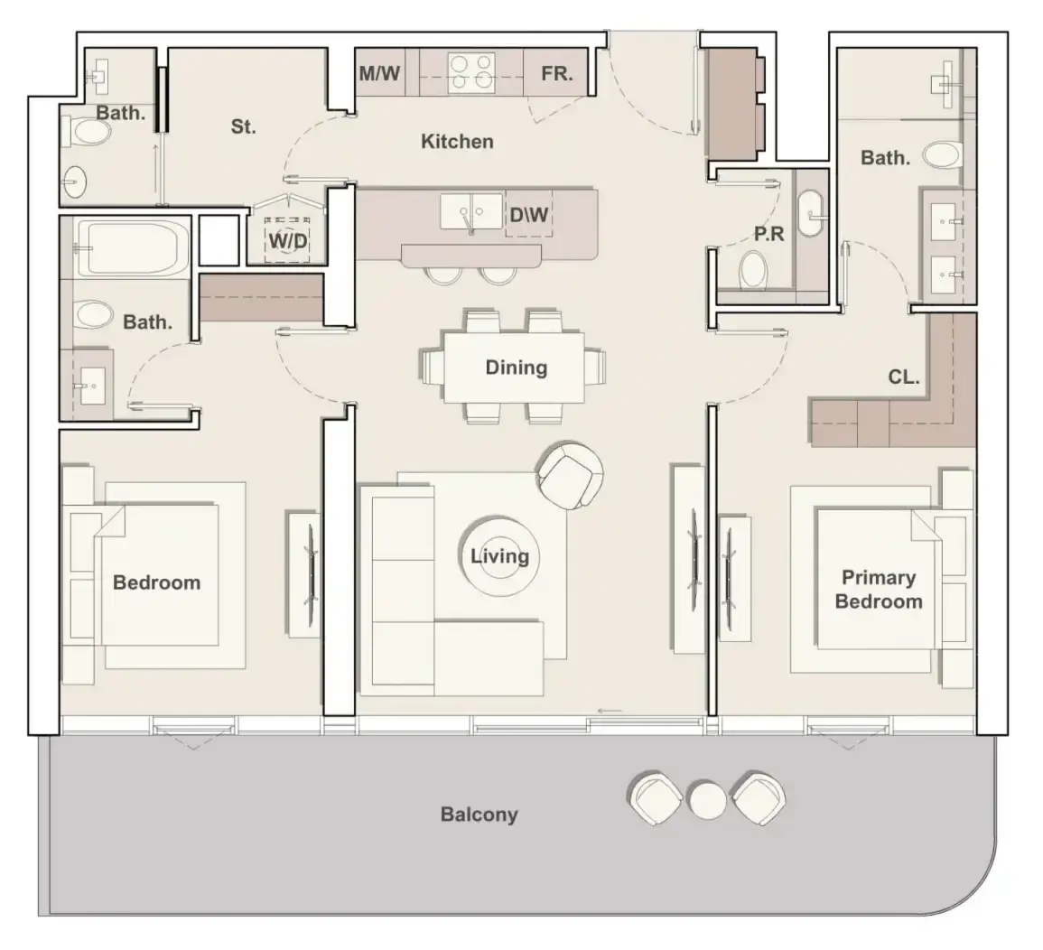 2 Bedrooms apartments - Costa Mare floor plan