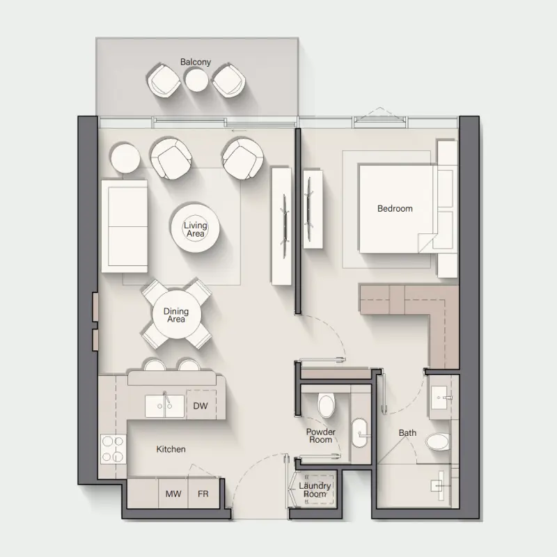1 bedroom floor plan