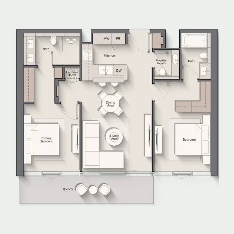 2 bedroom floor plan