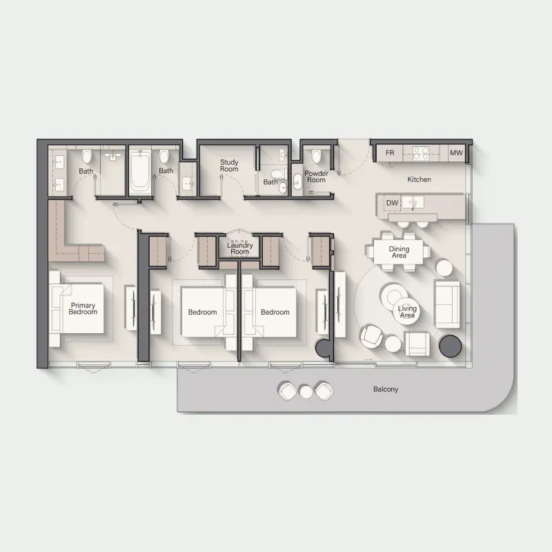 3 bedroom floor plan