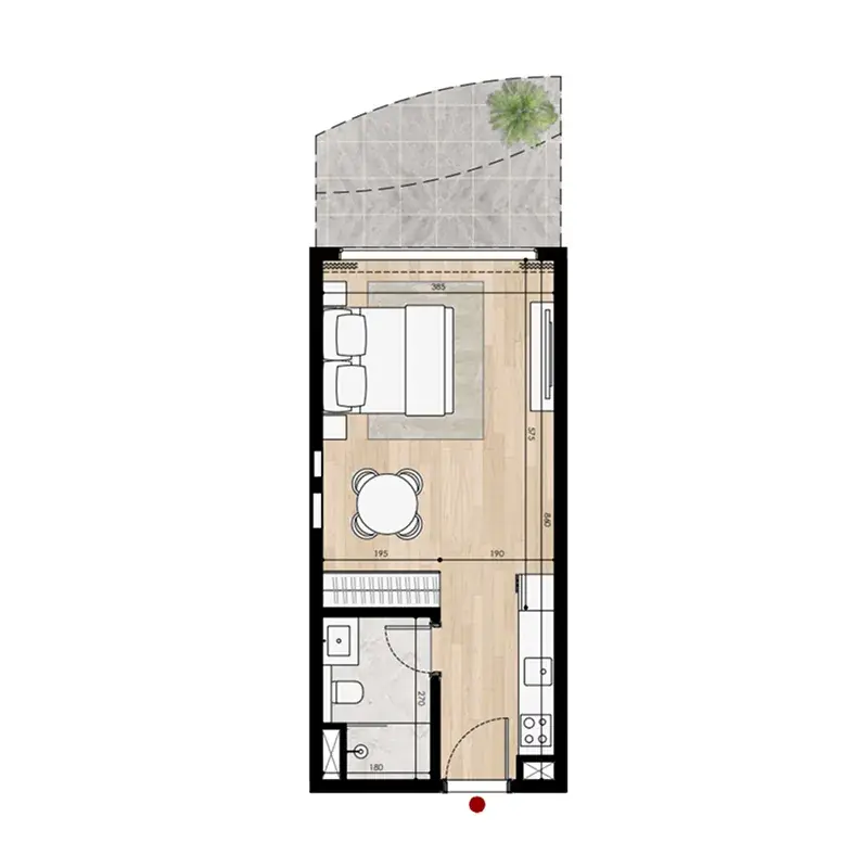 Studio apartments - Miraggio Phases 1 and 2 floor plan