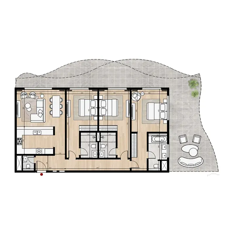 3 Bedrooms apartments - Miraggio Phases 1 and 2 floor plan