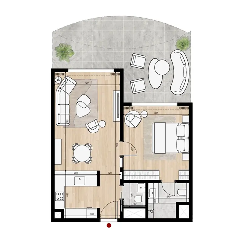 1 bedroom Apartments -  Miraggio floor plan
